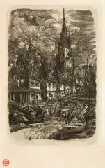Rodolphe Bresdin, Le port de pêche, 1865, Etching