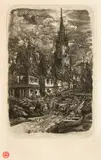Rodolphe Bresdin, Le port de pêche, 1865, Etching