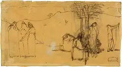 Hans Brühlmann, Gesamtentwurf zur "Resignation" (Studie), 1906, Pen and ink drawing
