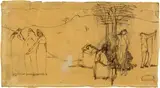 Hans Brühlmann, Gesamtentwurf zur "Resignation" (Studie), 1906, Pen and ink drawing