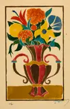 André Derain, Bouquet de fleurs dans un vase, Around 1945-1948, Colour woodcut