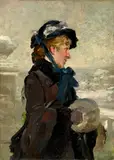 Adolphe Grison, Jeune femme au manchon (L'hiver), Oil on wood