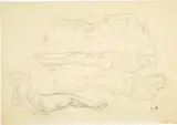 Ferdinand Hodler, Gefallene und sterbende Krieger, Circa 1896/1900, Drawing in pencil, lightly squared