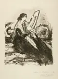 Pierre Laprade, Femme regardant une estampe, 1920, Lithograph