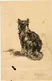 Charles Maurin, Le chien. - Paysage avec ferme. - Nu assis, Charcoal; watercolour; pencil and colour pencil
