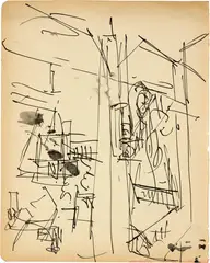 Albert Müller, Fensterausblick im Tessin, Around 1920-1925, Pen and ink drawing