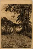 Otto Modersohn, Das Jürgen Christian Findorff-Denkmal auf dem Weyerberg in Worpswede, Around 1895, Charcoal drawing