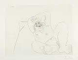 Pablo Picasso, Femme au grand nez, en raccourci, sur lit, Mougins, June 1, 1971, Etching