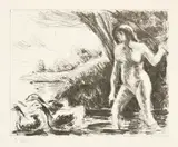 Camille Pissarro, Paysanne nue chassant des oies, Around 1896, Lithograph
