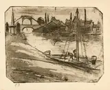 Camille Pissarro, Les berges, à Rouen, Around 1893, Etching