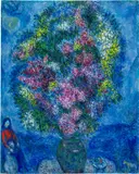 Marc Chagall, Le grand bouquet sur fond bleu, 1978, Oil on canvas
