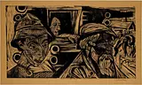 Hirt, Bauer, Mädchen by Ernst Ludwig Kirchner, 1919, Woodcut, offered Jun 2022