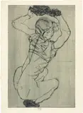 Egon Schiele, Kauernde, 1914, Drypoint