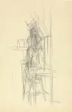 Alberto Giacometti, Nu assis, Circa 1949, Drawing in pencil