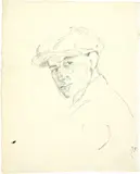 Alberto Giacometti, Diego à la casquette (recto) - Jeune homme accoudé et études des têtes (verso), circa 1920, Drawing in pencil