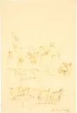 Alberto Giacometti, Vue du carrefour de la rue Didot et d'Alesia, 1956, Drawing in pen in sepia
