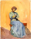 Giovanni Giacometti, Annetta, auf einer Bank sitzend