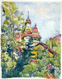 Das Verlagshaus "Der Bund" in Bern by Giovanni Giacometti, circa 1922, Watercolour over preliminary drawing in pencil, offered Jun 2022