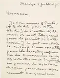Giovanni Giacometti, 2 handschriftliche Briefe, beide mit der Anrede "Monsieur", gerichtet an J. Pfister, Genf, 1915 and 1917, Both letters sheet format, dated "Stampa, 4 Juillet 1915", 2 pages text, and "Maloja le 26 VIII 1917", 3 pages text