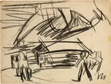Ernst Ludwig Kirchner, Landschaft mit Bauernhaus und Figuren bei Davos