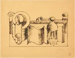Nature morte au livre, carafe, bouteille, verre et pipes by Le Corbusier, circa 1920, Indian ink, offered Jun 2022