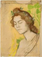 Visage de jeune fille by Aristide Maillol, 1890, Pastel, painted on both sides (academic female body study), offered Jun 2022