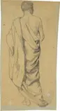 Albert Anker, Mann mit Toga, Around 1864, Drawing in pencil