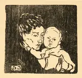Mutter und Kind I - Annetta und Bruno by Giovanni Giacometti, 1908, printed 1920/1921, Woodcut, offered Jun 2022