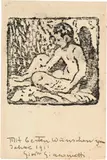 Giovanni Giacometti, Sitzender Knabenakt nach links (Diego), Postkarte 30.12.1910