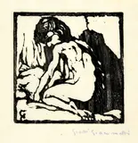 Kniender Kinderakt nach links by Giovanni Giacometti, Around 1912, Woodcut, offered Jun 2022
