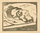 Otto Vautier auf dem Totenbett by Giovanni Giacometti, 1919, Woodcut, offered Jun 2022