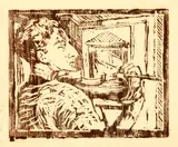 Giovanni Giacometti, Der Violinspieler – Bruno, 1927, Woodcut