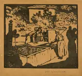 Giovanni Giacometti, Frauen am Brunnen, 1921, Woodcut
