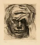 Käthe Kollwitz, Selbstbildnis mit der Hand an der Stirn
