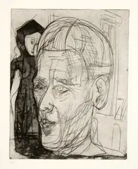 Albert Müller, Portrait Georg Schmidt, 1925, edition 1968, Drypoint and aquatint