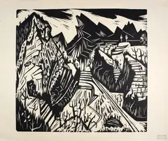 Hermann Scherer, Grosse Tessinerlandschaft, Around 1925/26, edition 1974/76, Woodcut