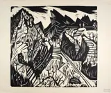 Hermann Scherer, Grosse Tessinerlandschaft, Around 1925/26, edition 1974/76, Woodcut