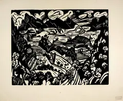 Hermann Scherer, Tessinerlandschaft, Around 1925/26, edition 1974/76, Woodcut
