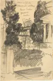 Karl Stauffer-Bern, Potsdam, Studie zu Park, Around 1884, Pencil drawing