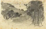 Karl Stauffer-Bern, Landschaft, 1885, Pencil drawing