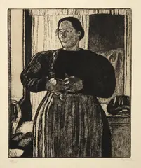 Edouard Vallet, Paysanne s'habillant, 1917, Drypoint, Roulette and Aquatint