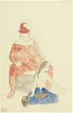 Pablo Picasso, Saltimbanque et jeune fille, 1905, Watercolour over preliminary drawing in black charcoal