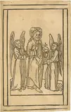 Salvator mundi zwischen zwei Engeln by : 73 Salvator mundi zwischen zwei Engeln, Before 1485, Woodcut, offered Sep 2021