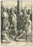 Lucas van Leyden, Königin Sheba vor König Salomon - Die Wahrheitsprobe - The Mouth of Truth, Circa 1514, Woodcut
