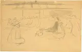 Paul Gauguin, Te Fare Hymenee (La maison des chants), Studie, Circa 1892, Pencil drawing