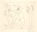 Pablo Picasso, Bacchanale avec jeune homme au masque, Cannes, 18 September 1955, Etching