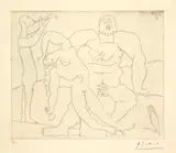 Pablo Picasso, Bacchanale au flûtiste, Cannes, 18 September 1955, Etching