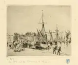 Camille Pissarro, Le port près de la douane, à Rouen, 1883, Etching