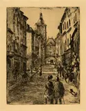 Camille Pissarro, Rue du Gros-Horloge, à Rouen, 1885, Etching