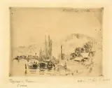 Camille Pissarro, Paysage à Rouen (Cote Sainte-Catherine), 1885, Etching